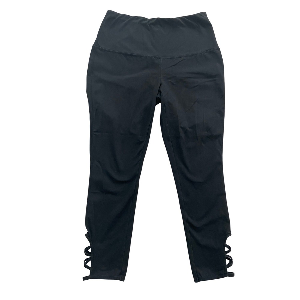 Weekends by Chicos Black Cropped‎ Leggings Lattice Cutout Detail Size 0